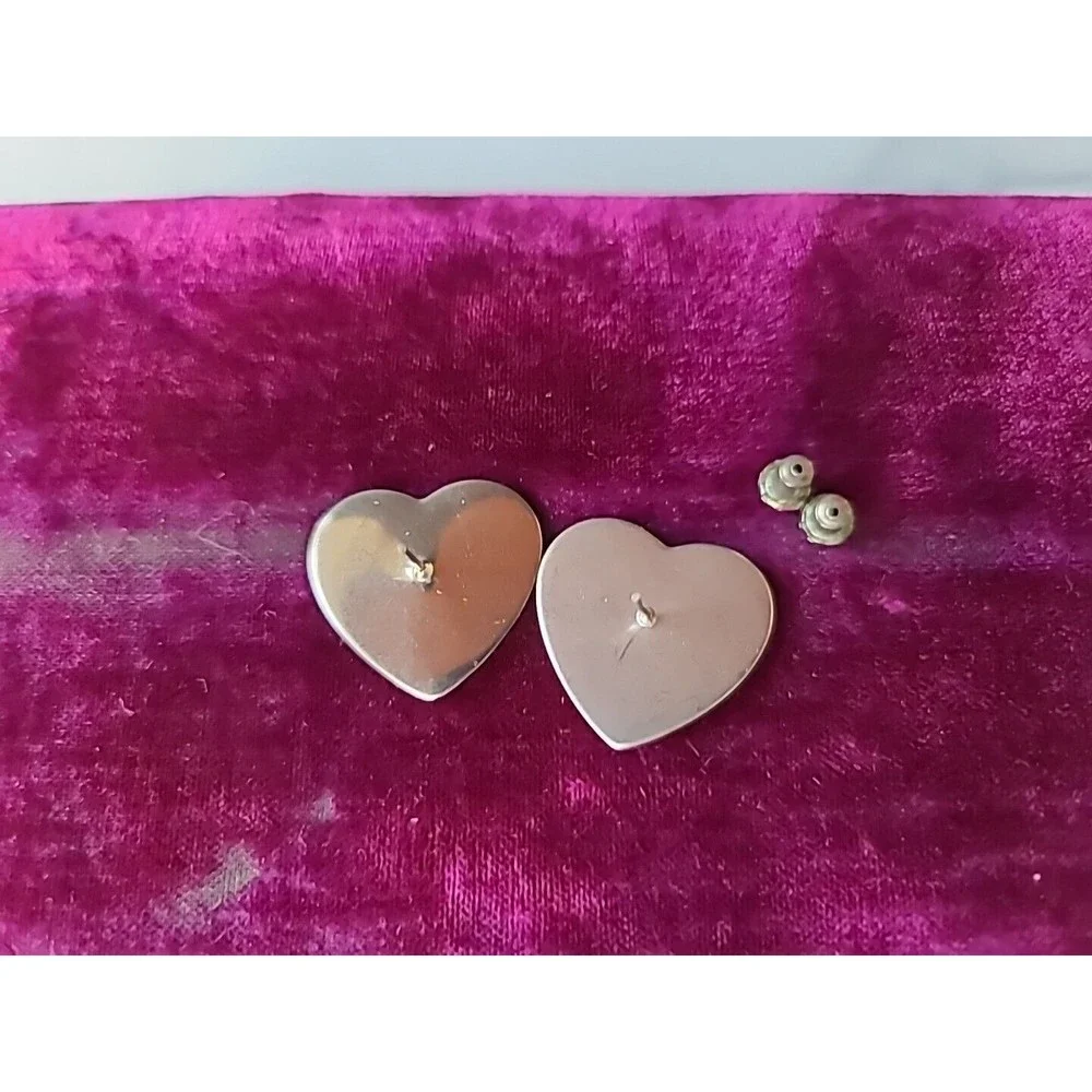Vintage Heart Shaped Enamel Swirl Stud Earrings